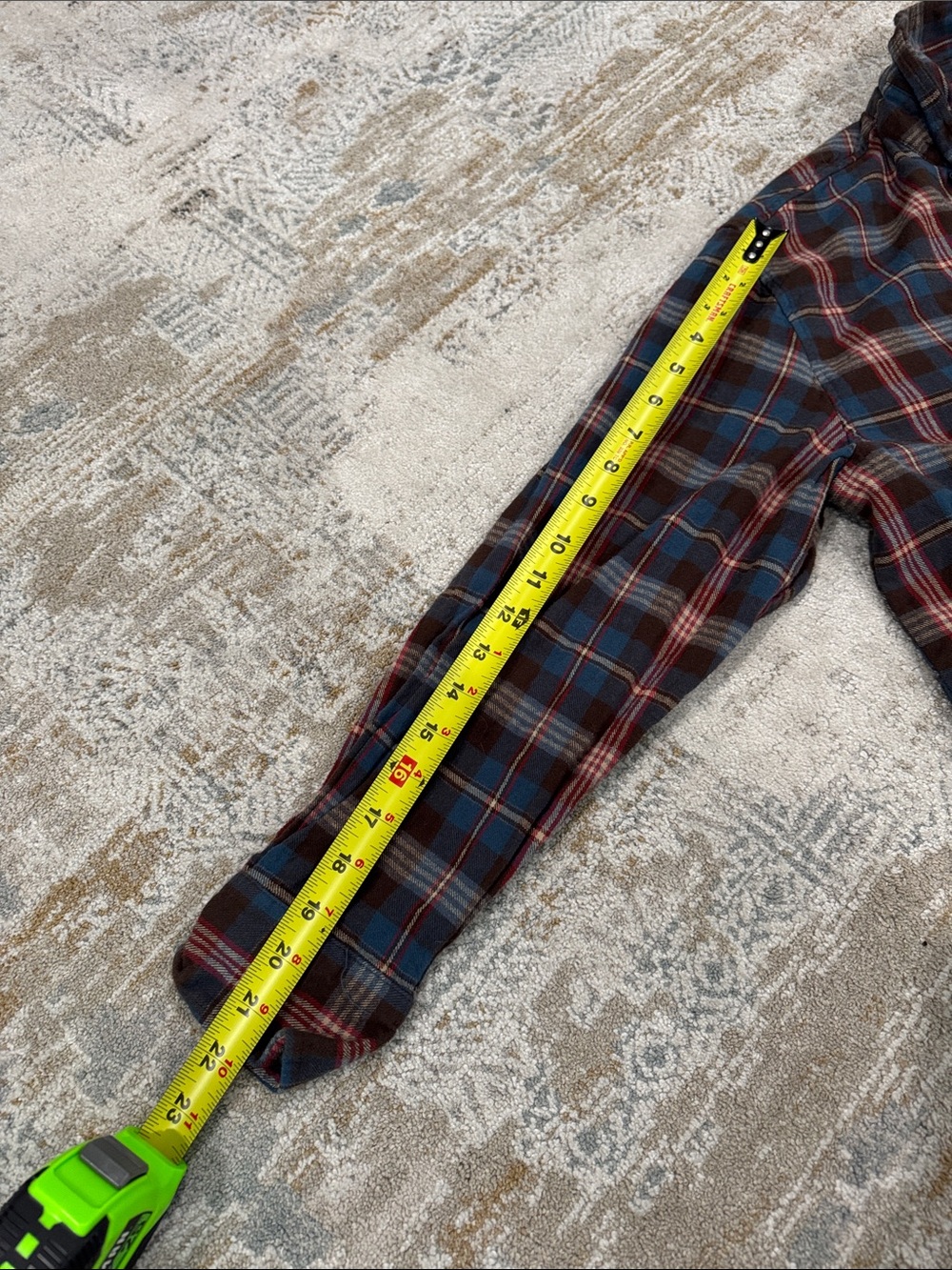 Plaid Button-Down Shirt in Red and Navy with Graphic Back Patch - Picture 5 of 7